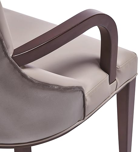 Miniatura 9 de Manhattan Comfort Shubert - Sillas de comedor modernas de terciopelo y piel sintética con brazos, diseño de doble tapicería en marco de madera de