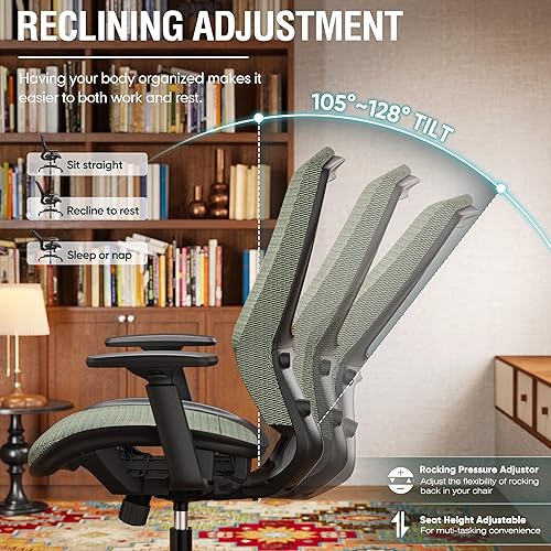 Miniatura 8 de ELABEST Silla de oficina de malla T96, silla ergonómica de escritorio para computadora, silla de tareas resistente, soporte lumbar ajustable y