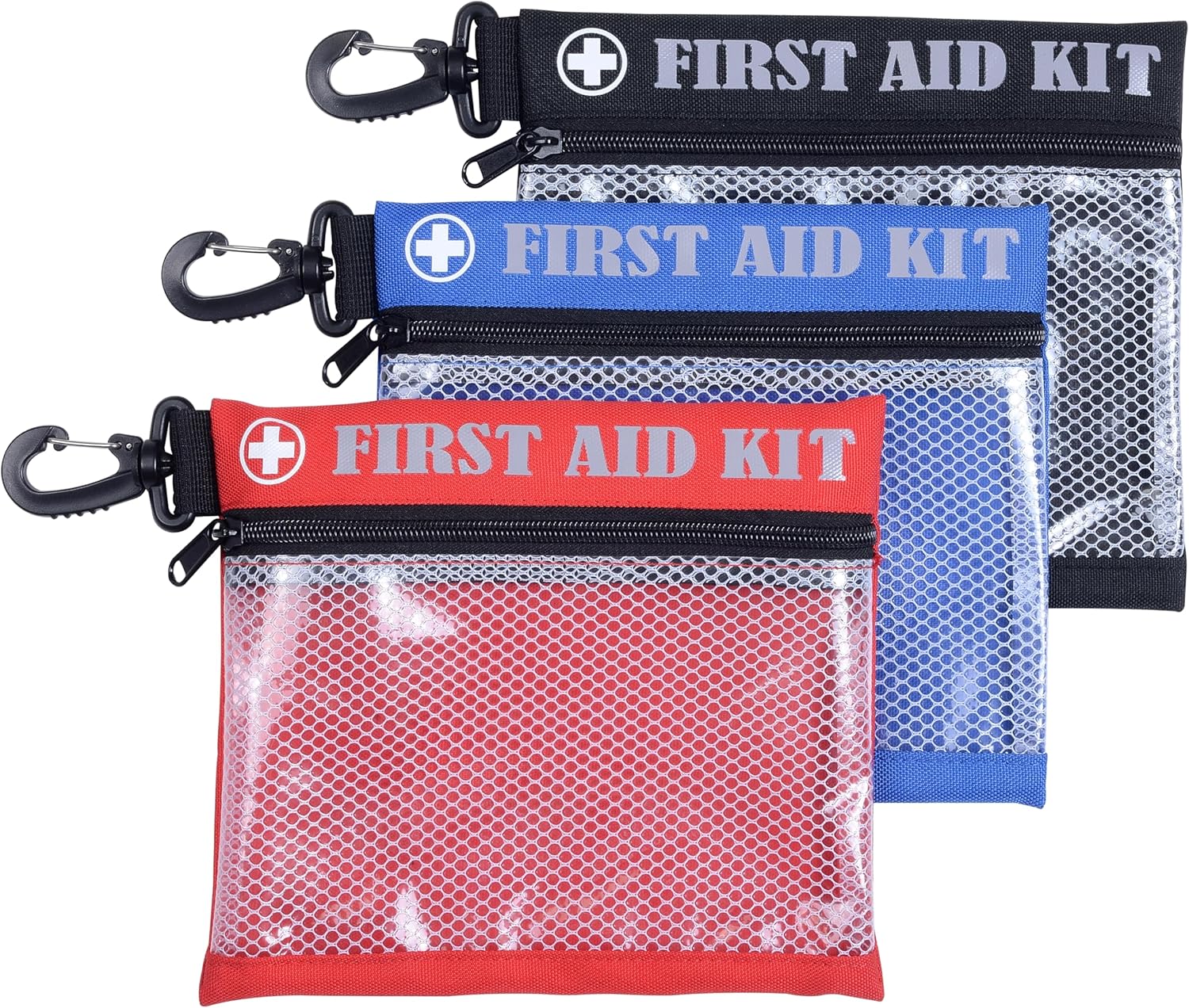 Set of 3 Waterproof First Aid Kit Bags with Carabiner – Travel Ready! Set of 3 Waterproof First Aid Kit Bags with Carabiner – Travel Ready!
