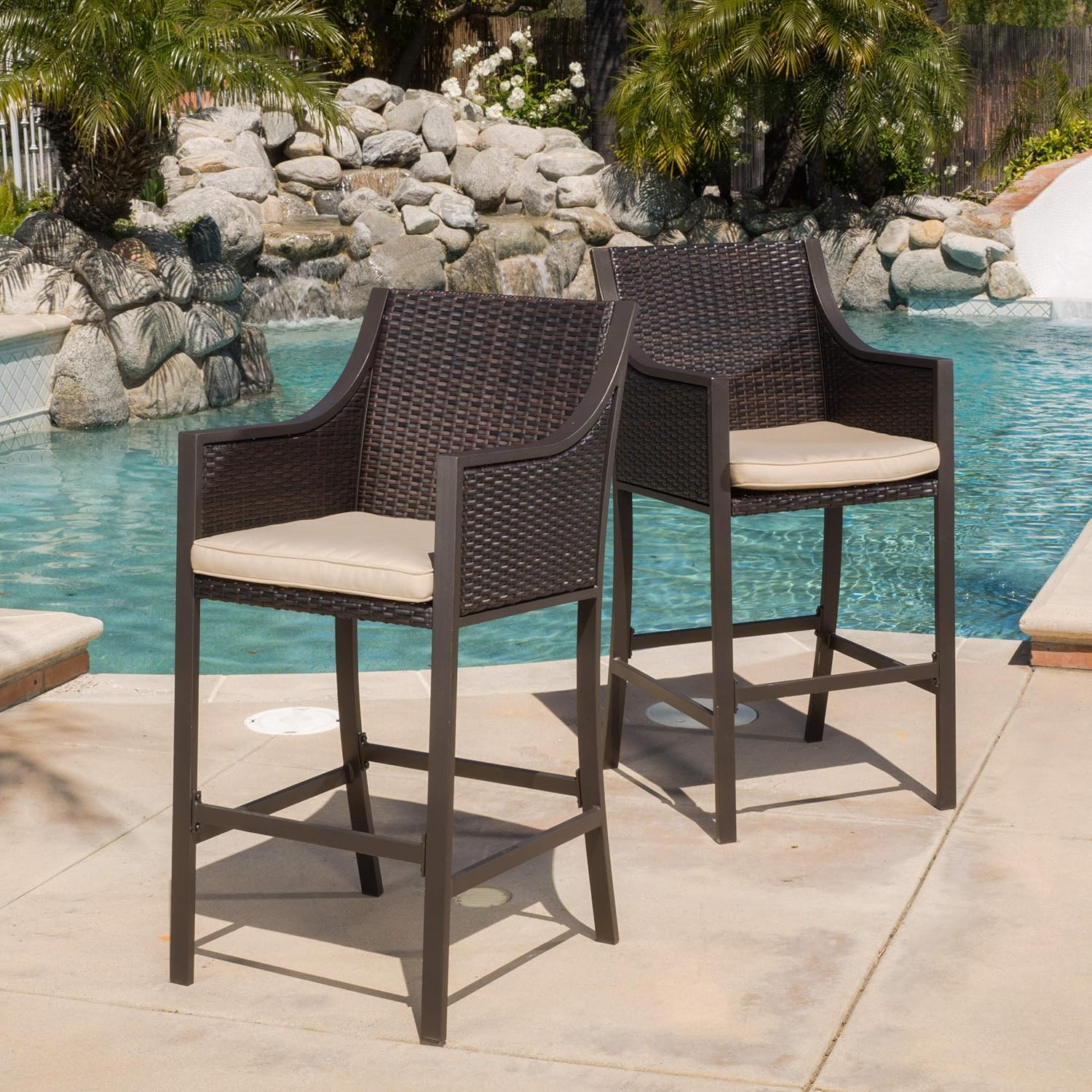 Christopher Knight Home Riga Bar Stools, 2-Pcs Set, Multibrown
