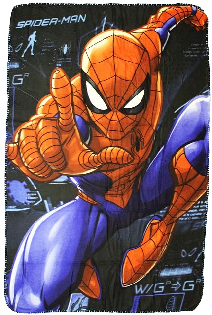 Just Character Marvel Avengers Spiderman Polar Fleece Blanket, Design Super Soft Blanket 100 X 150 cm (Spiderman Blue)