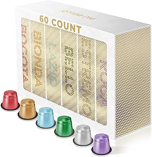 Espresso Coffee Pods for Nespresso Original Machines – Variety Pack – Light Roast, Dark Roast, Chocolate, Nuts, Caramel – Rich & Balanced Taste, Kosher (6-Flavor Multipack, 60 Count)