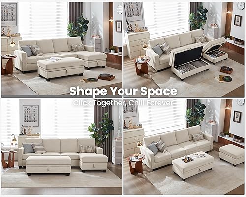 Miniatura 4 de CHIC HOUSE Sofá modular de pana con diván otomano, sofá cama en forma de LU para sala de estar, apartamento, salón, moderno reposabrazos y muebles