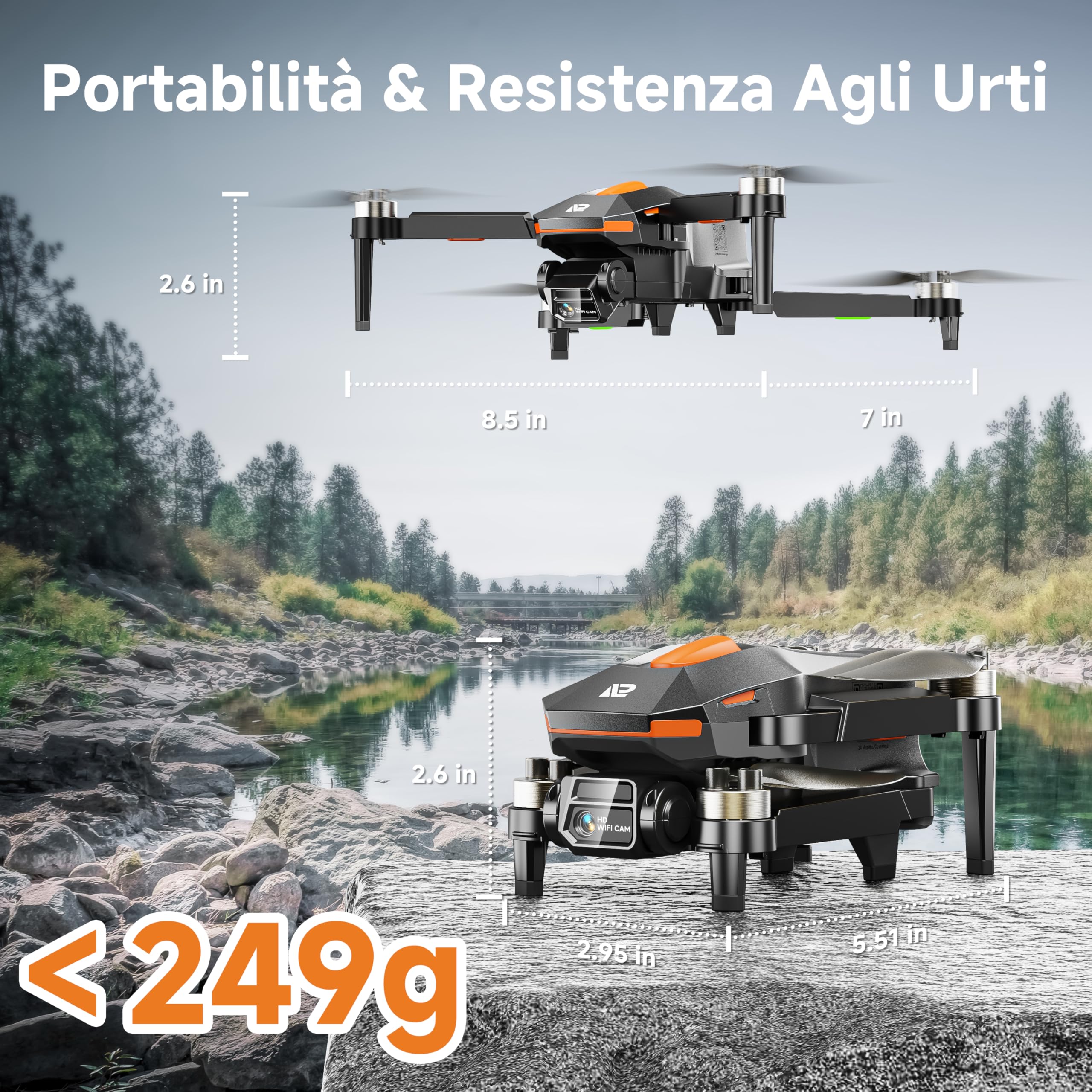 PLEGBLE Drone Con Telecamera Per Bambini E Adulti, Motore Senza Spazzole, Mini Drone FPV RC Con WiFi 1080P, Mantenimento Dell'Altitudine, Flip 3D, Modalità Senza Testa, Traiettoria Di Volo, Giocattol