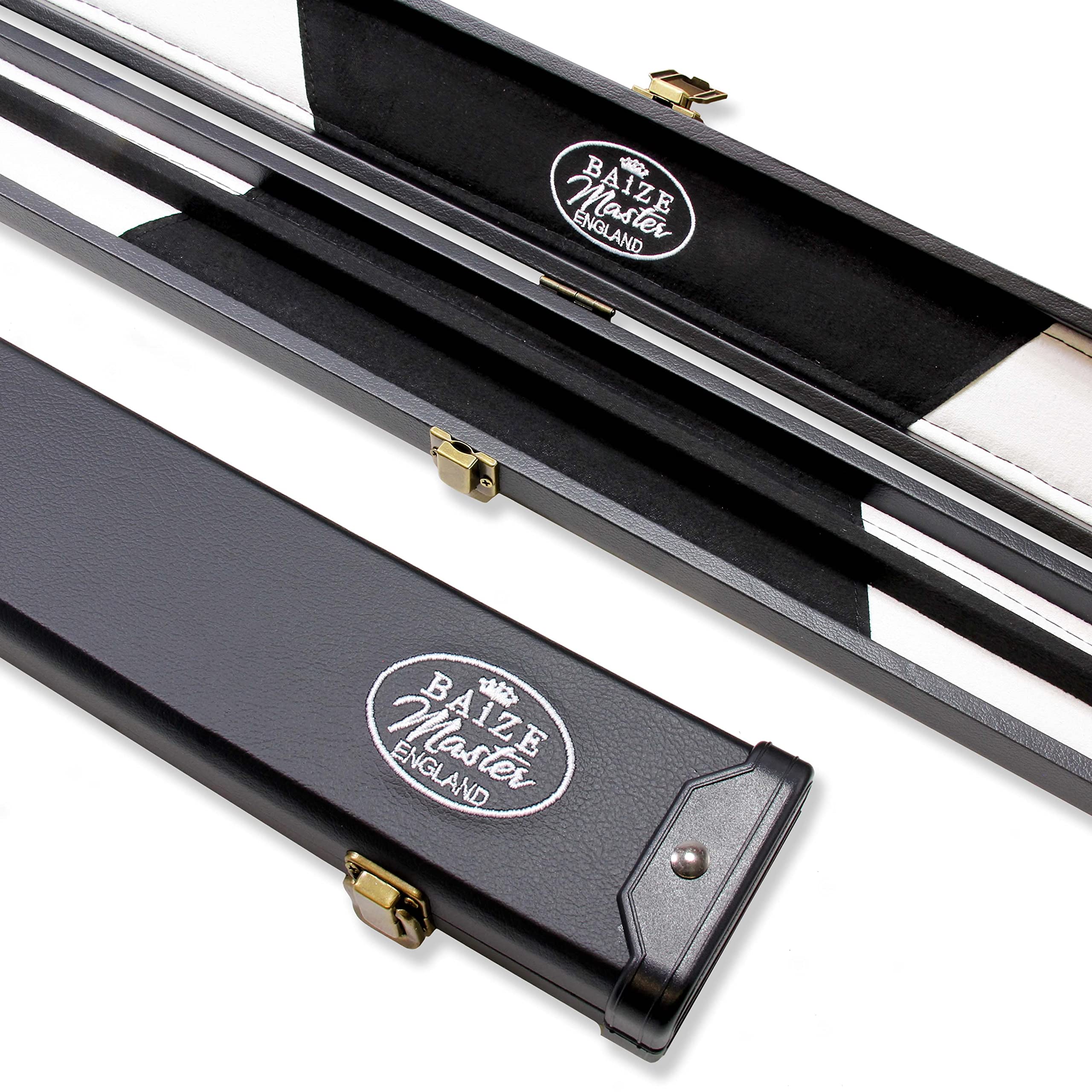 DELUXE ¾ Snooker Cue Case With Black and White Interior and Tough Plastic Ends – Pool Cue Case for ¾ Joint Cues – Max Shaft Length 114cm