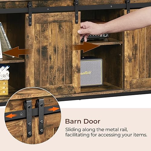 Miniatura 7 de Yaheetech TV Stand, Entertainment Center with Storage Cabinets for 55 Inches TV, Barn Door TV Stand with Height Adjustable Shelves, Farmhouse TV