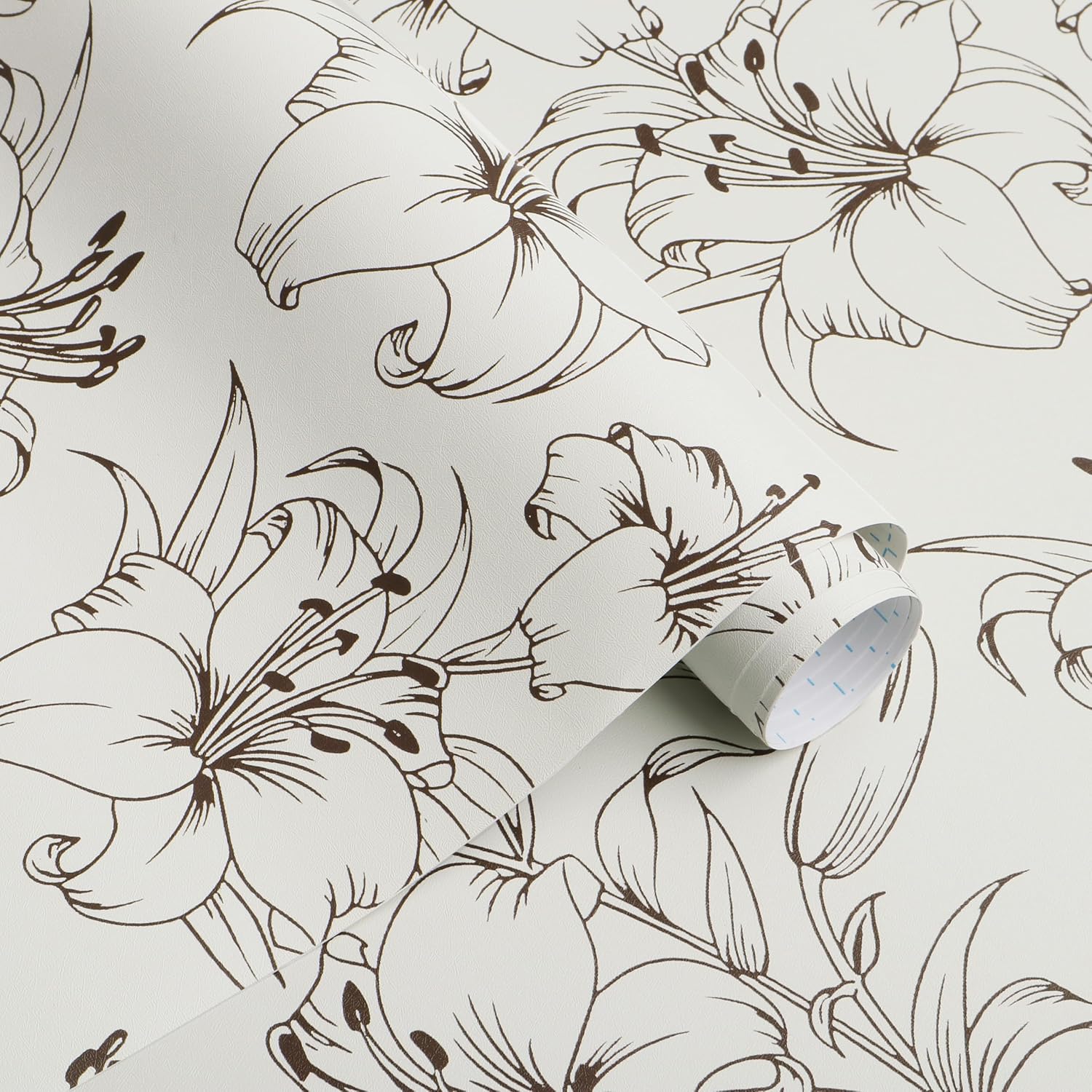 Ismoon Floral Peel and Stick Wallpaper, Beige and Brown Wallpaper Beige Contact Paper Modern Peel and Stick Removable Vinyl Self Adhesive Wall Paper for Living Room 17.3"x118"