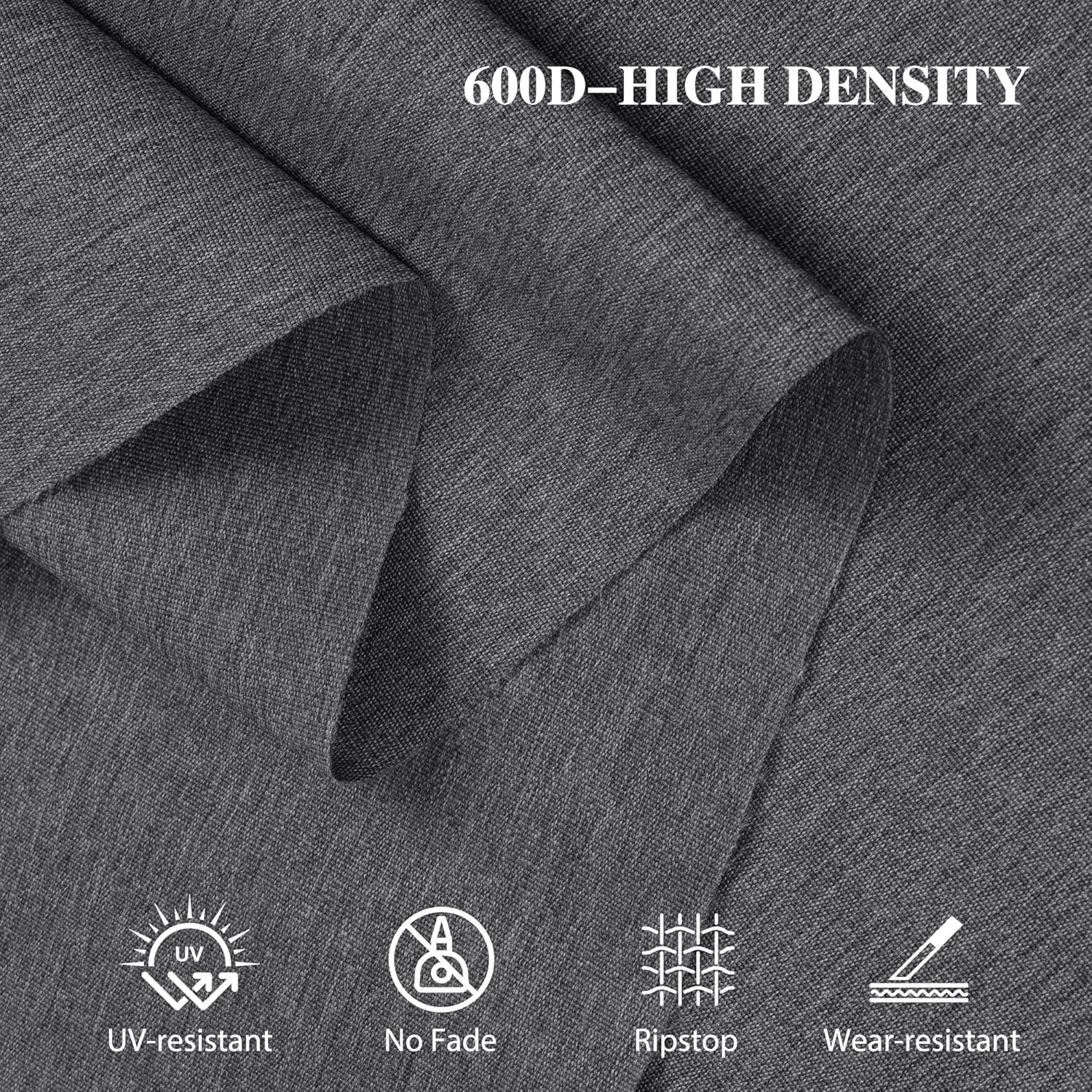 600D Waterproof Canvas Fabric by The Yard 58” W Outdoor Upholstery Fabric for Chairs Indoor Polyester Material Patio Cushion Furniture Cover DIY Sewing, 3 Yard Dark Grey