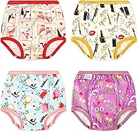 Vista 1 de Max Shape 4 paquetes de ropa interior de entrenamiento para niñas con capa absorbente de cena, pantalones de entrenamiento reutilizables para bebé