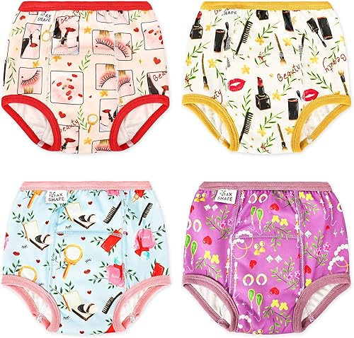 Max Shape 4 paquetes de ropa interior de entrenamiento para niñas con capa absorbente de cena, pantalones reutilizables de entrenamiento para el