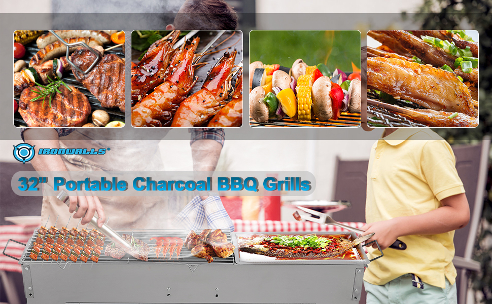 Amazon.com: IRONWALLS Portable Charcoal Grills, L 32” x W 8” x H