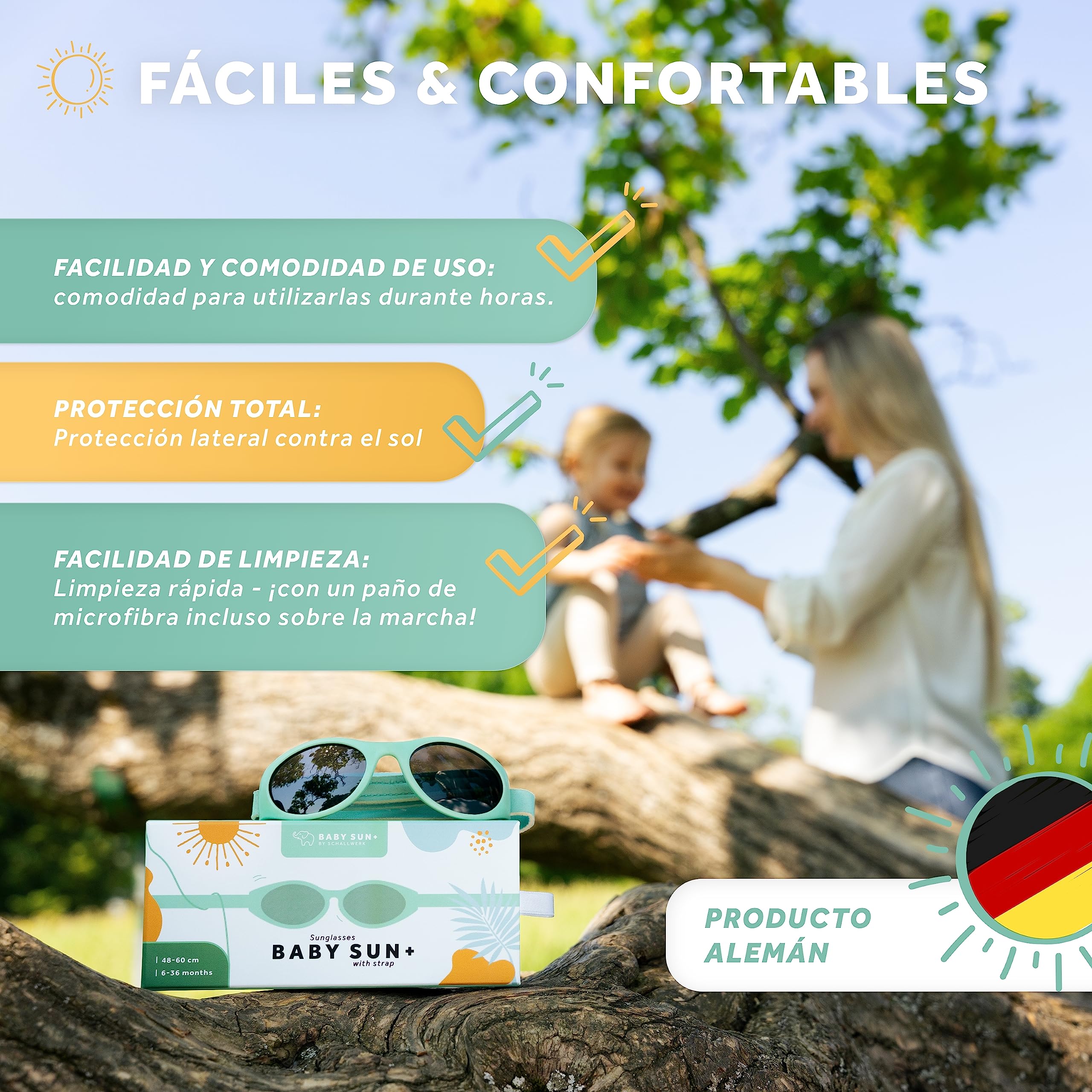 Schallwerk ® Baby Sun+| Gafas de sol para niños de 6 a 36 meses - gafas de sol niño - gafas sol bebe - oculos de sol bebe - gafas sol niña - gafas sol niño