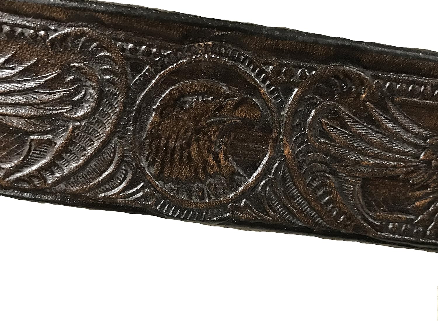 United States of America Buckle and American Eagle Design Handmade Mens Leather Belt 1.5" Wide Cocoa