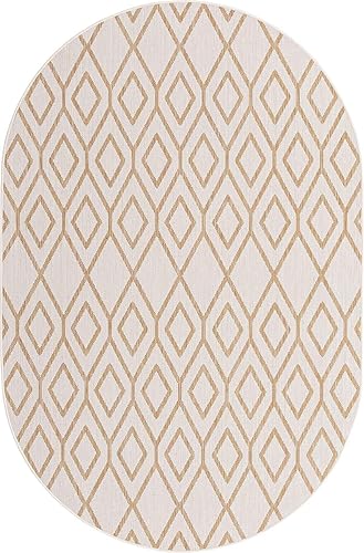 Miniatura 1 de Jill Zarin Outdoor Collection - Alfombra de área - Turcas y Caicos (5 pies 3 pulgadas x 8 pies, ovalada, beigemarrón)