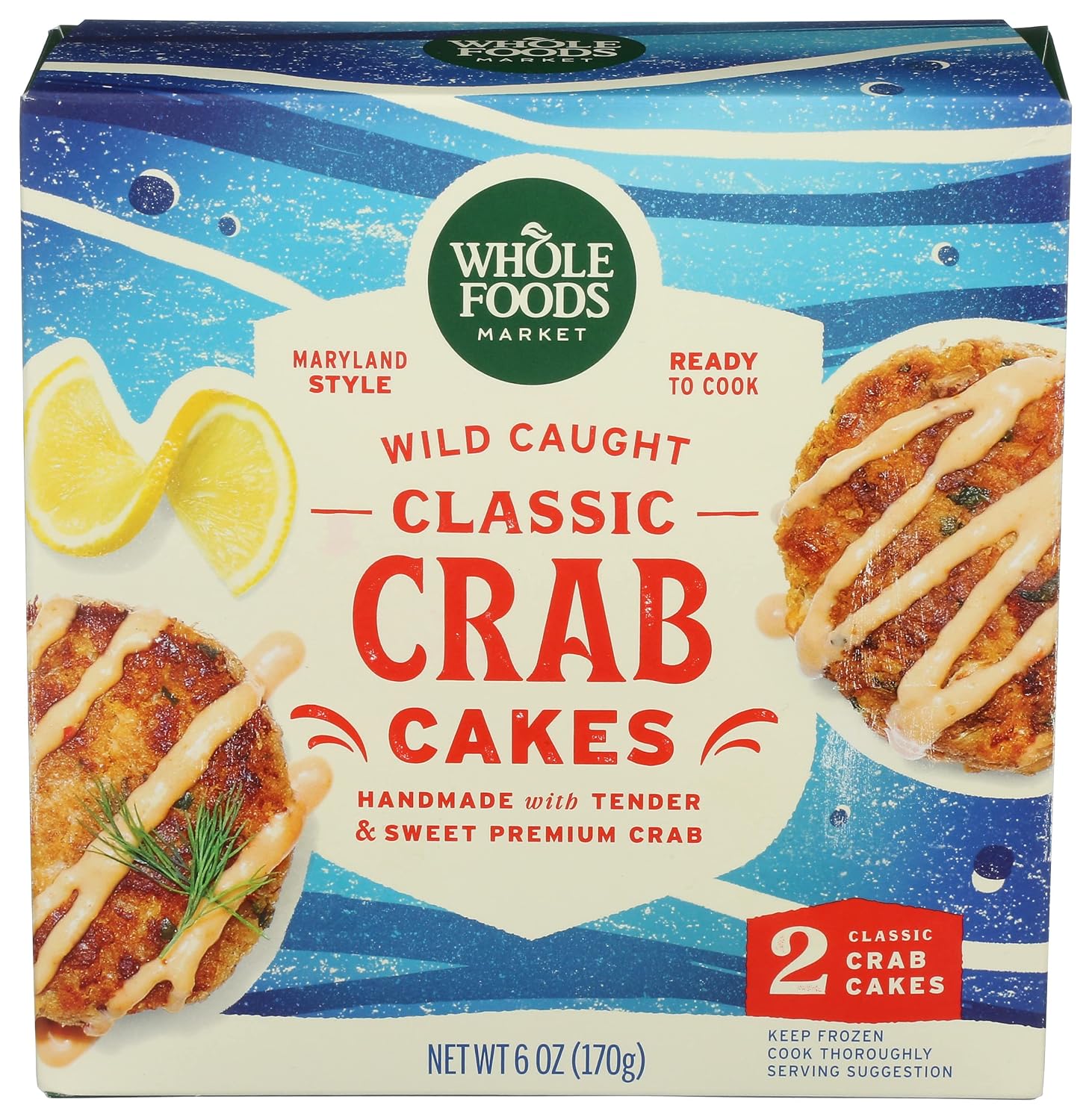 Whole Catch, Maryland Style Crab Cakes 2 Count, 6 Ounce (Frozen)