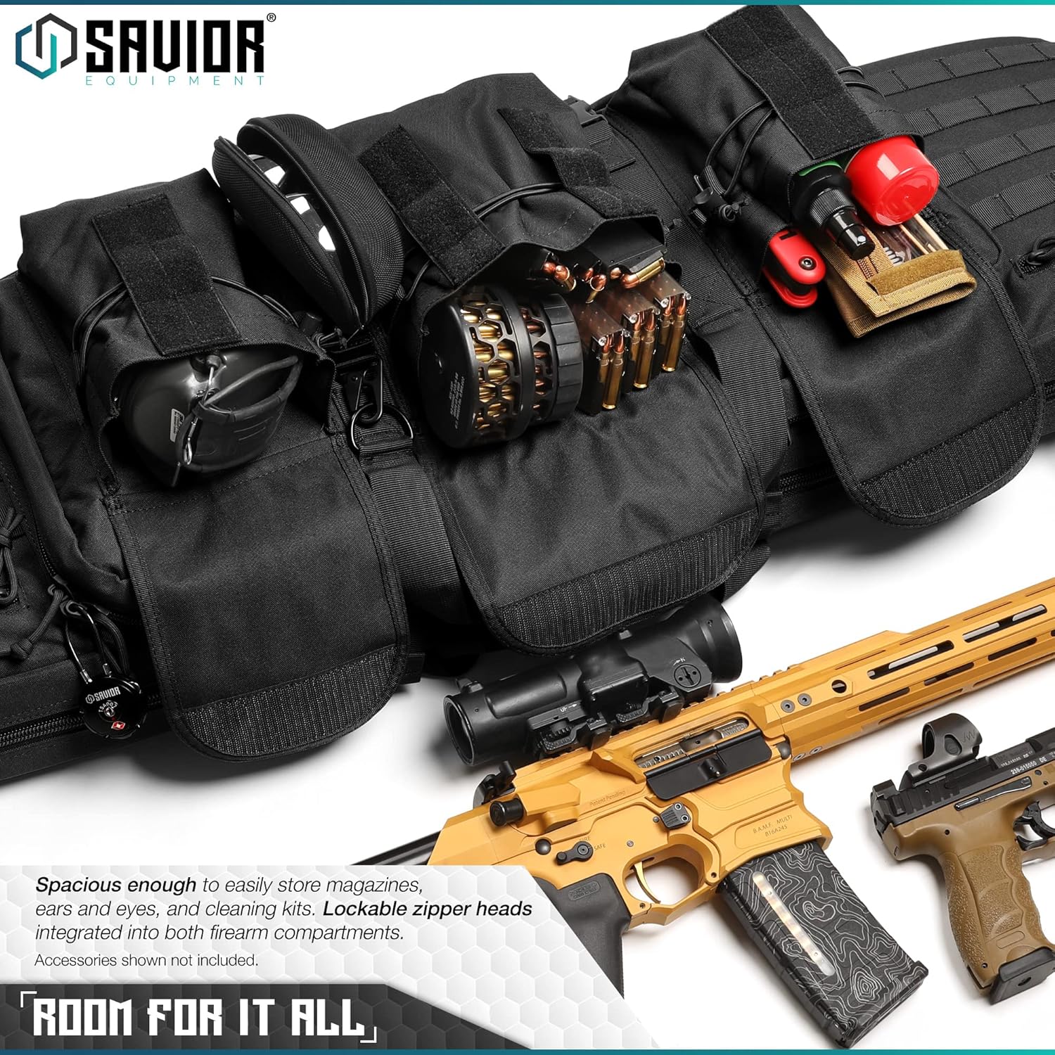 Savior Equipment American Classic Tactical Double Long Rifle Pistol Gun Bag Firearm Transportation Case w/Backpack - Lockable Compartment, Available Length in 36" 42" 46" 51" 55" : Sports & Outdoors