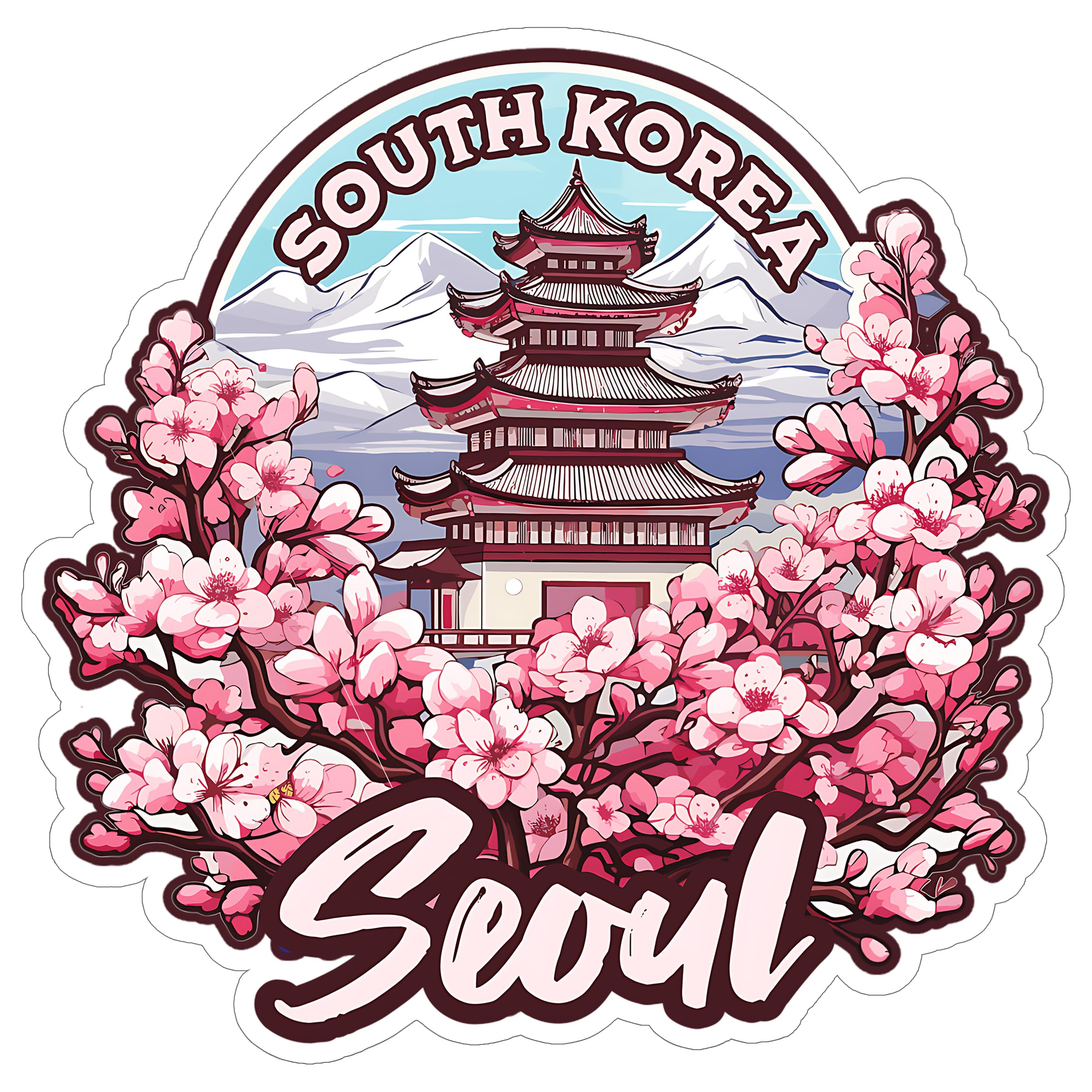 Seoul South Korea Sticker 4 Inch City Travel Souvenir Destination - Waterproof Vinyl Decal for Laptop Water Bottle Car Tumbler - Durable Aesthetic Long-Lasting Stickers for Adults ID44990