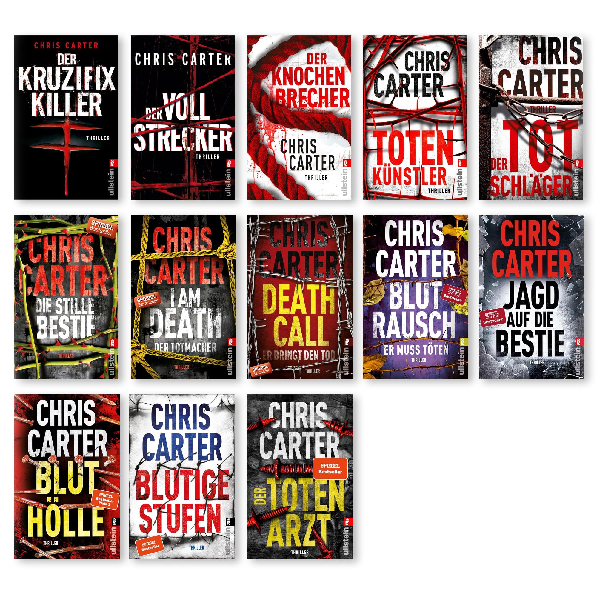 Chris Carter - Hunter und Garcia Reihe Band 1-13 Thriller Buchset: Der Kruzifix Killer, Der Vollstrecker, Der Knochenbrecher, u.W. Kriminalromane - Psychothriller Krimi mit exklusivem Lesezeichen