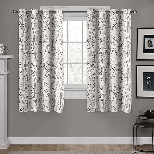 Exclusive Home Curtains par de paneles de cortinas estampadas con ramas, con arandelas
