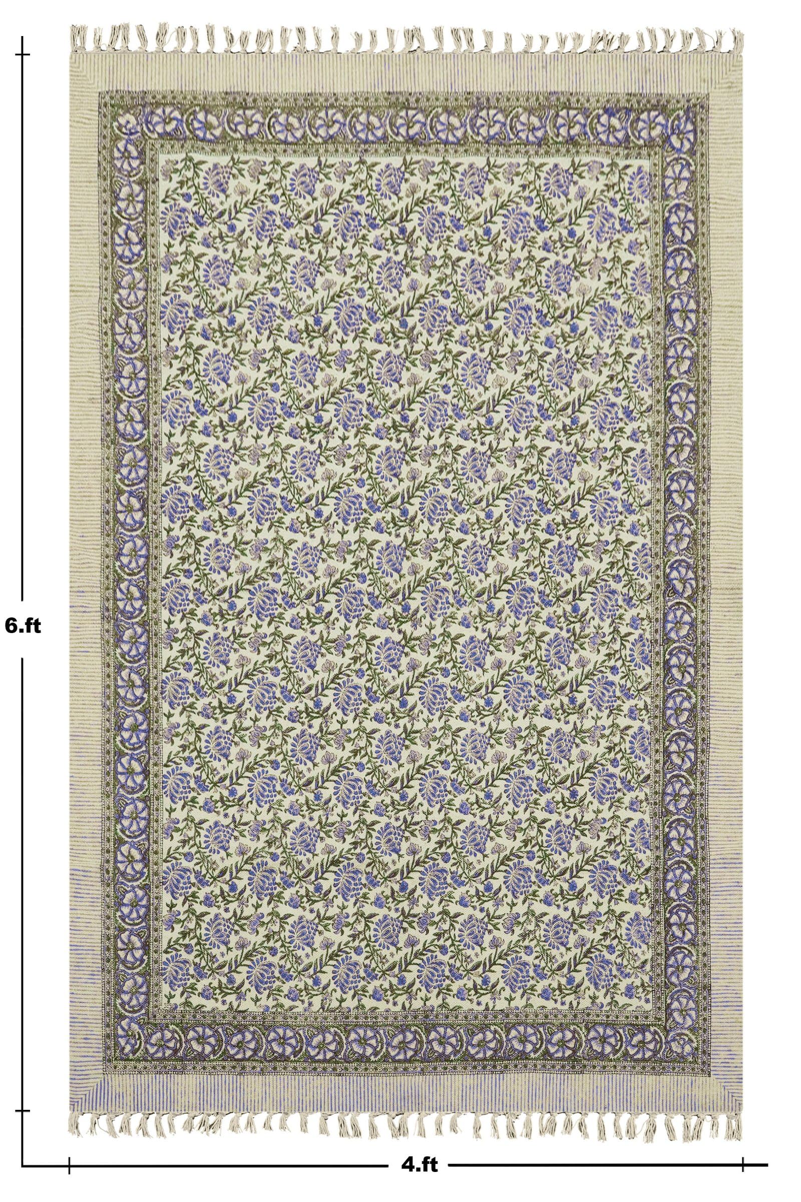 Tappeto per corridoio, 2,6 x 22 cm, spesso 0,5 cm, fatto a mano, stile bohémien, a trama piatta, motivo floreale, viola, beige, stampato a mano, in cotone, facile da lavare, per interni ed esterni