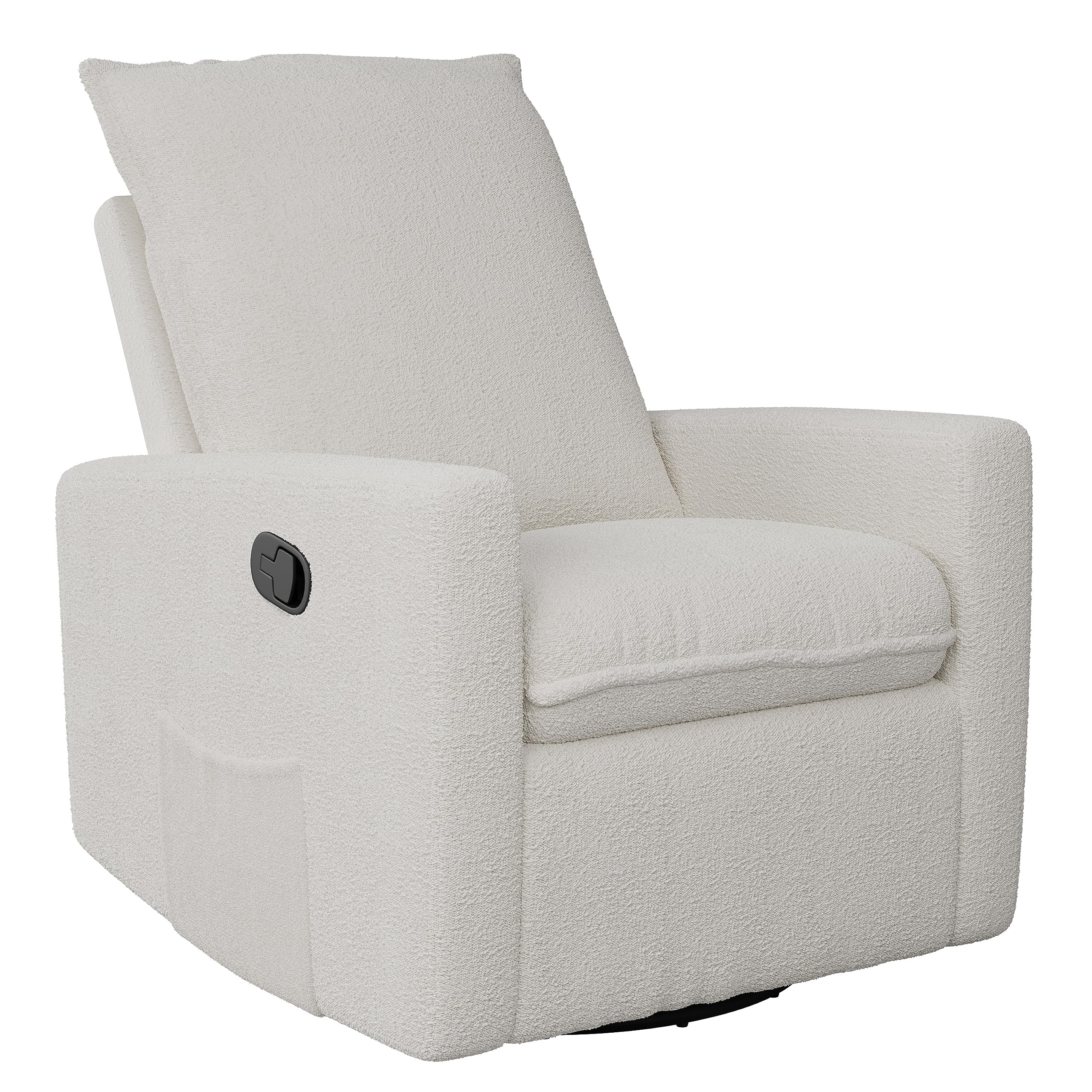 CorLiving Caillie Ultimate Comfort Cream Boucle Upholstered Swivel Recliner Glider Chair - Reclining Gliders, Swiveling Glider Recliner Chairs, Perfect Reclining Swivel Gliding Chair for Relaxation