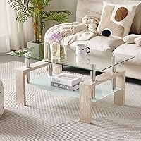 Vista 10 de Btrpily Mesa de centro rectangular para sala de estar, mesa de té adecuada para sala de espera, mesa auxiliar moderna con patas de madera, mesa