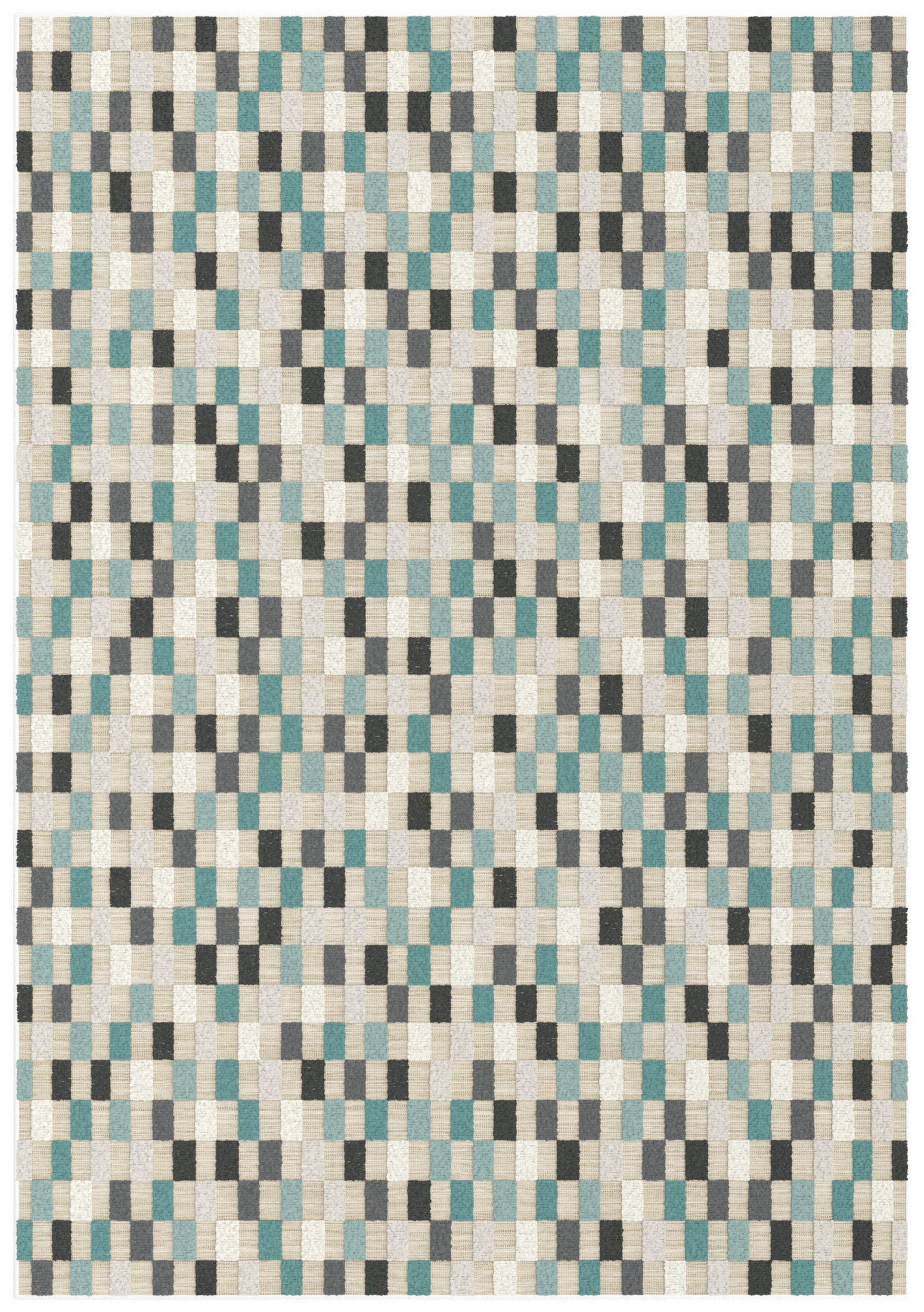 Aspect TURQUOISE MOSAIC Geometric Check Pattern Area Rug-Multi-colour (Teal, 120x170cm), RUG252/170