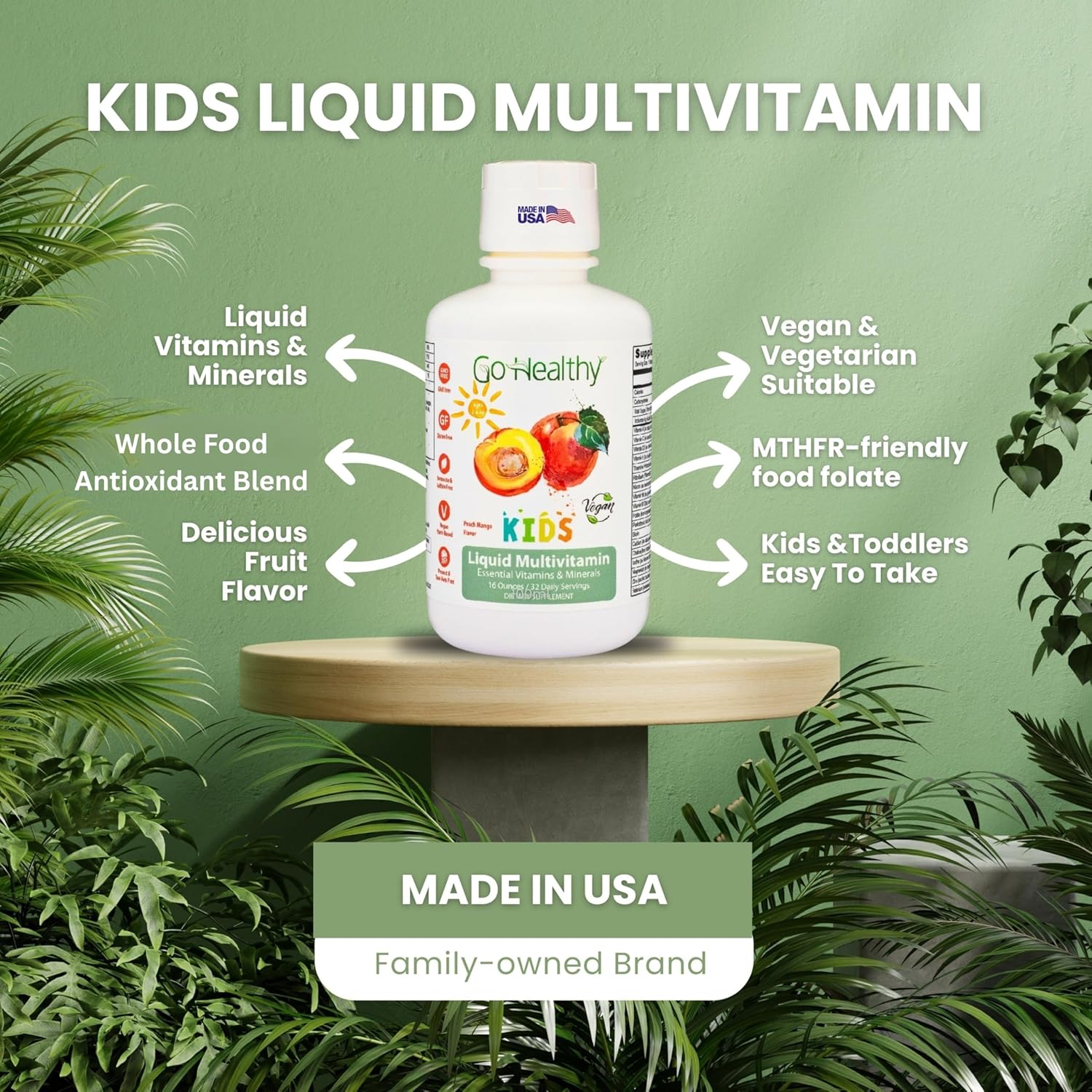 Go Healthy Kids Liquid Multivitamin | Immune Support | Kid Liquid Multivitamins | High Absorption | Vegan Vitamins | Kids Vitamins Multivitamin | Peach Mango - 30-60 Servings - Image 7