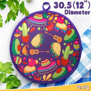 12” Tortilla Warmer Pouch, Microwavable, Insulated Fabric, Tacos Print