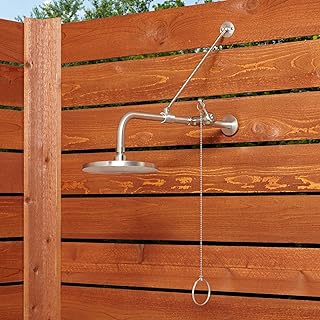 Signature Hardware 401595 Stainless Steel Outdoor Shower Trim with Single Function Shower Head and Pull Chain - Stainless Steel