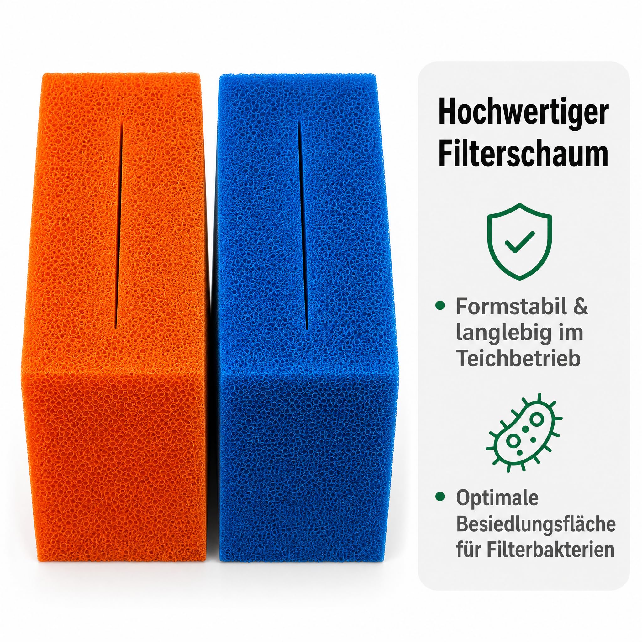 AquaOne Ersatzschwämme für Teichfilter, 16-teiliges Set, kompatibel mit BioTec ScreenMatic² 90000, geschlitzter Filterschaum, 6× Fein (Rot), 6× Mittel (Lila), 4× Grob (Blau), je 21,5 × 20 × 9 cm