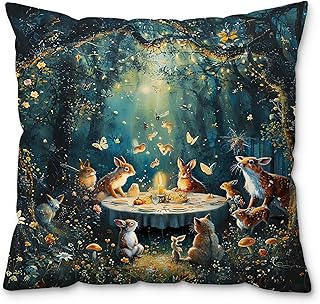 Enchanted Forest Animal Pillow Covers 18x18, Animal Lover Gifts, Whimsic...
