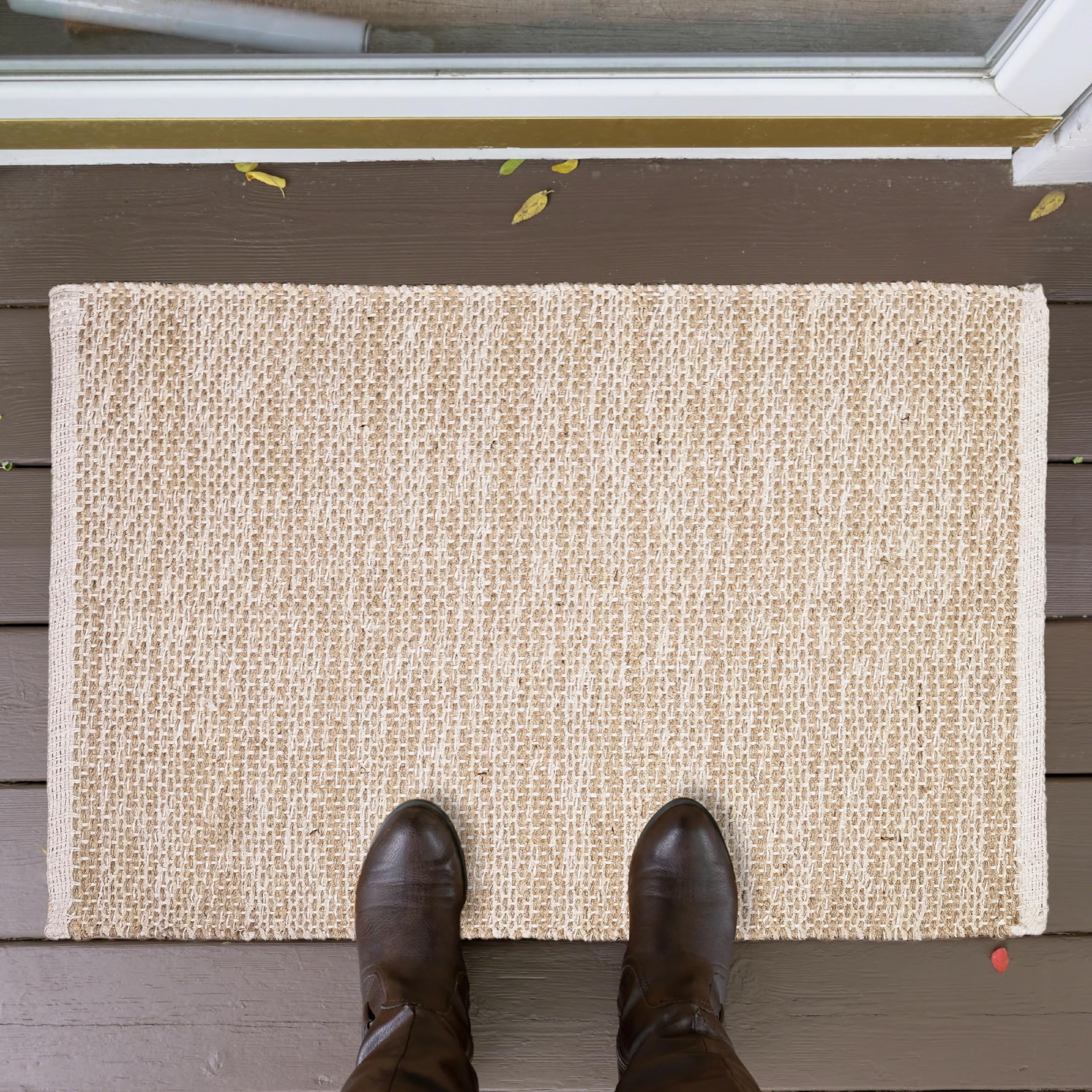 Hausattire Tapis tissé en jute naturel 61 x 91 cm – Petit tapis rustique bohème pour salon, chambre à coucher, cuisine, entrée | Tapis de salle de bains décoratif rustique pour intérieur et extérieur