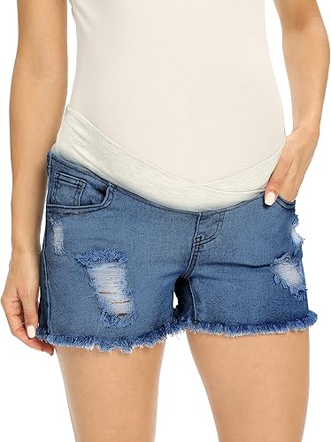 V VOCNI Pantalones cortos de mezclilla para mujer