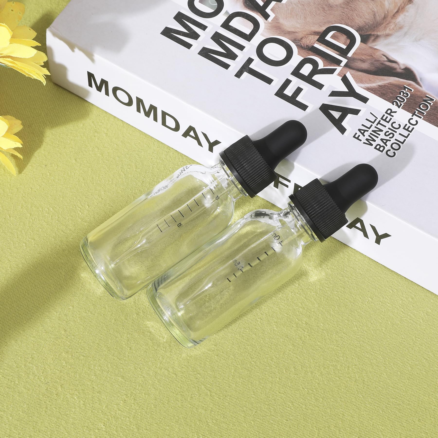 NOOEEISS Glas-Tinkturflaschen mit Pipette, schönes Finish für alle Arten von Flüssigkeiten, Ölflaschen für Haare, stärkere Saugkraft, ideal für auslaufsichere Reisen, 24 Stück