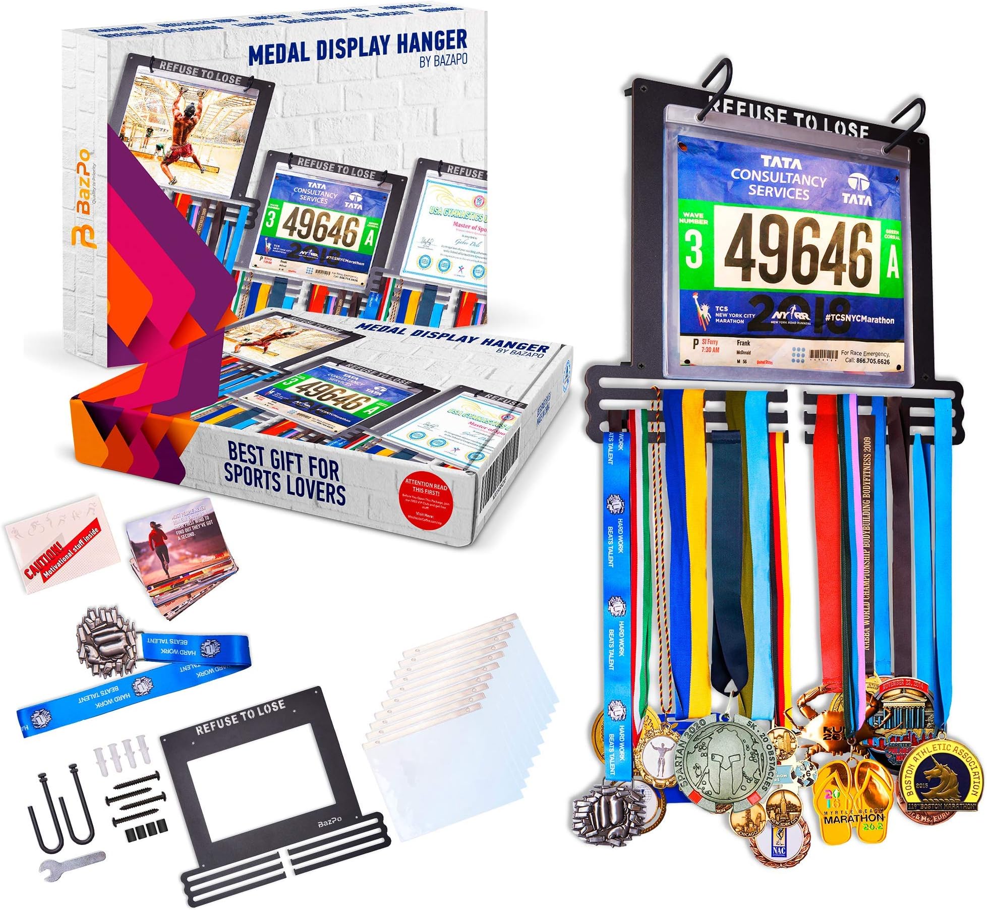 Medal Hanger Display with Shelf | Race and Running Medal Hanger Display with Hooks and Sturdy Bar | Trophy Shelf and Medal Display for Wrestling, Soccer, Gymnastics, Dance
