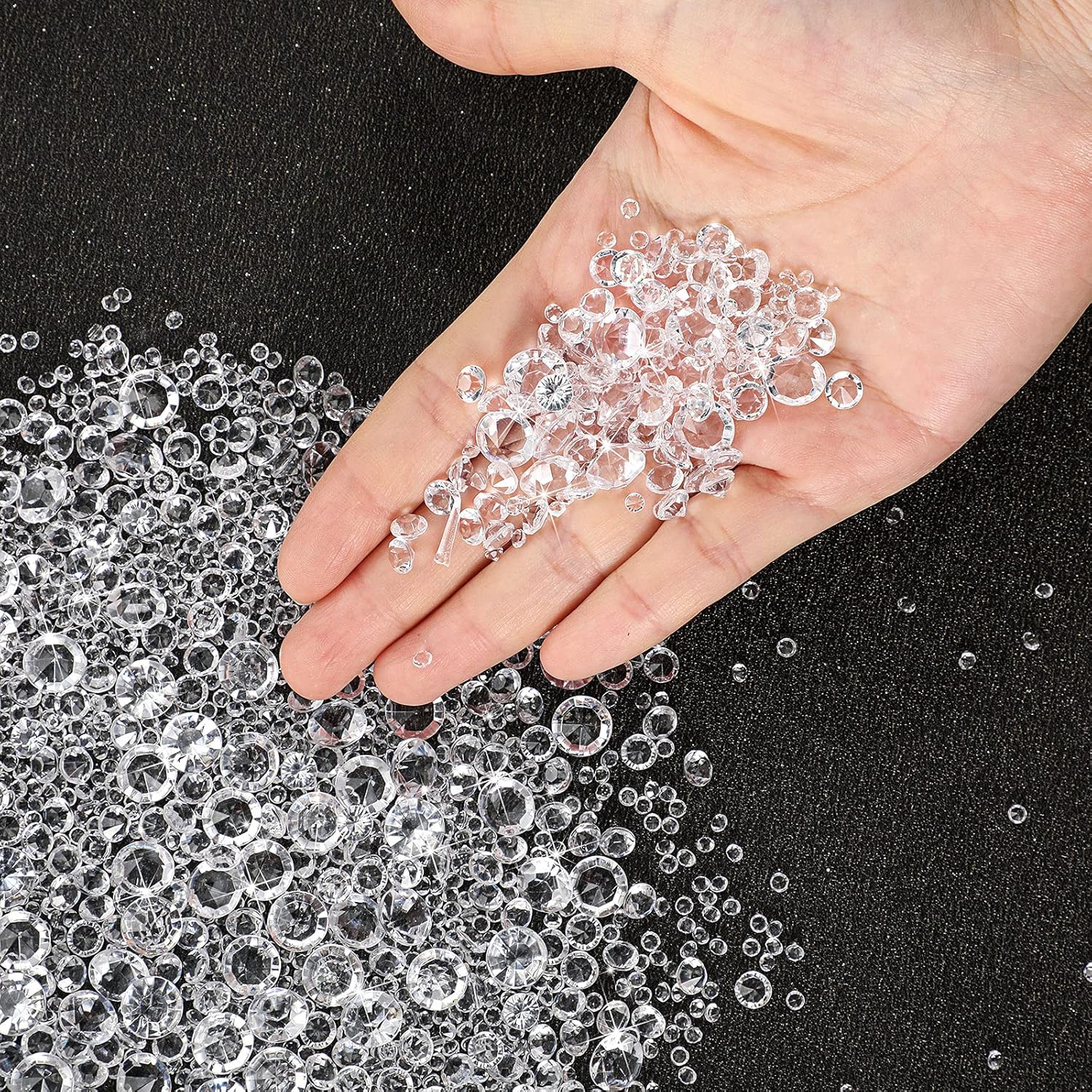 Hicarer 7000 Pieces Diamond Decorations Bling Bling Diamond Vase Filler Acrylic Gem Table Scatter Crystals in Four Sizes Table Decorations for Wedding Birthday Party Bridal Shower(White) - Image 5