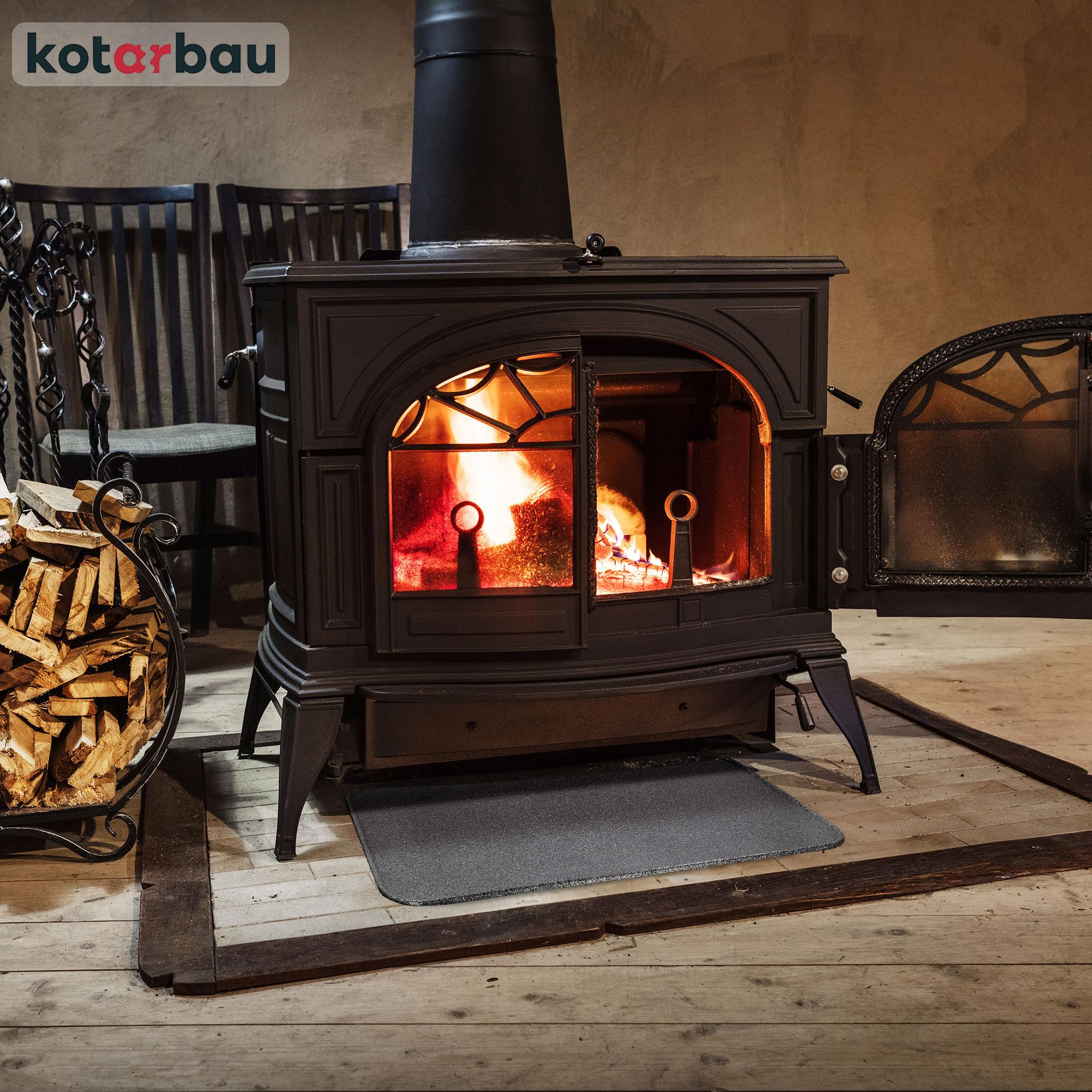 KOTARBAU® Placa Protectora contra chispas, 790 x 480 mm, Chapa de Suelo para Estufas, Plateado Envejecido, Antichispas de Suelo para Chimenea, Protector Resistente a Altas temperaturas, Salvachispas