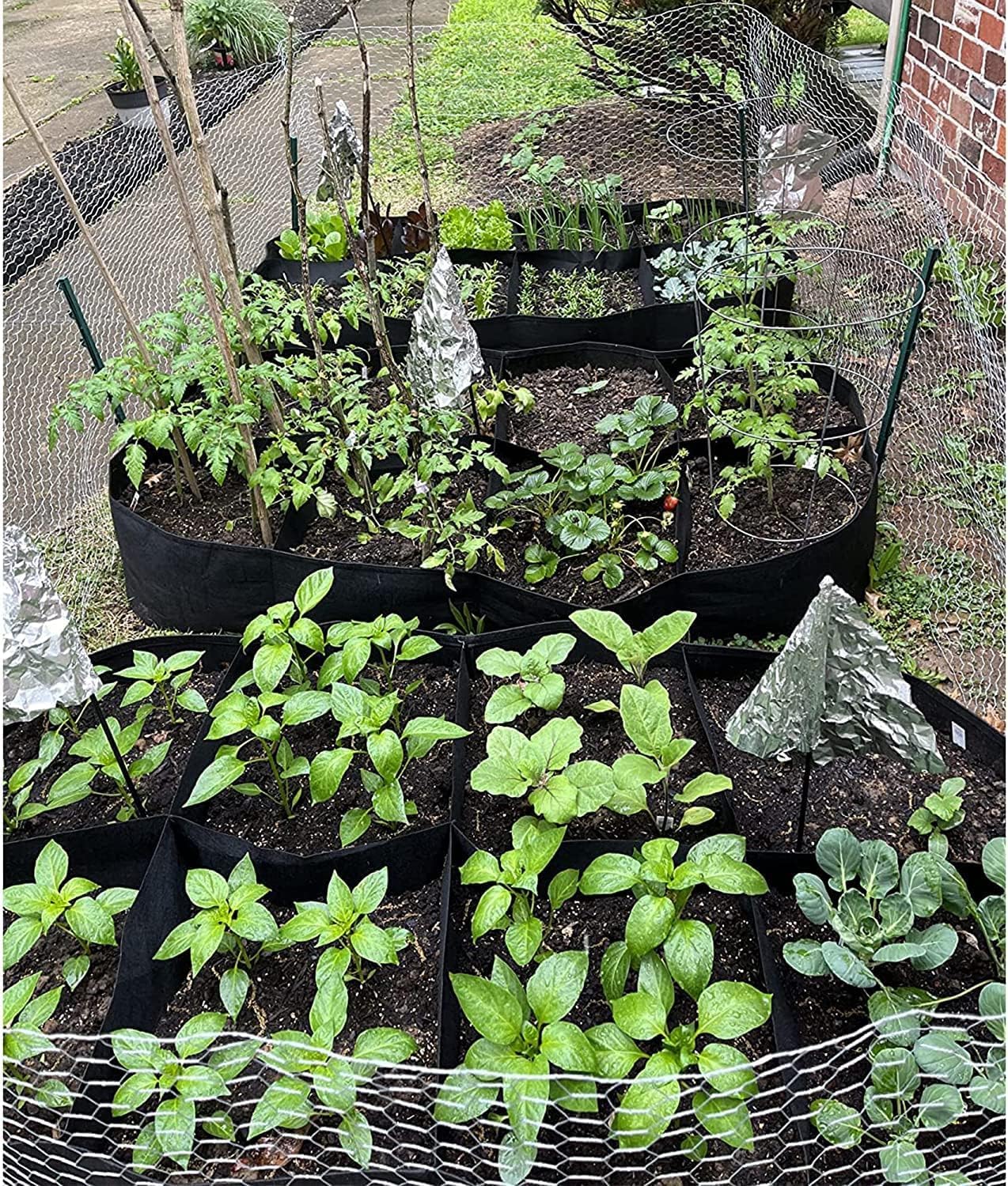 Jardinière Surélevée En Tissu Avec 8 Cases - 120x60x30 Cm, Idéale Balcon Et Terrasse