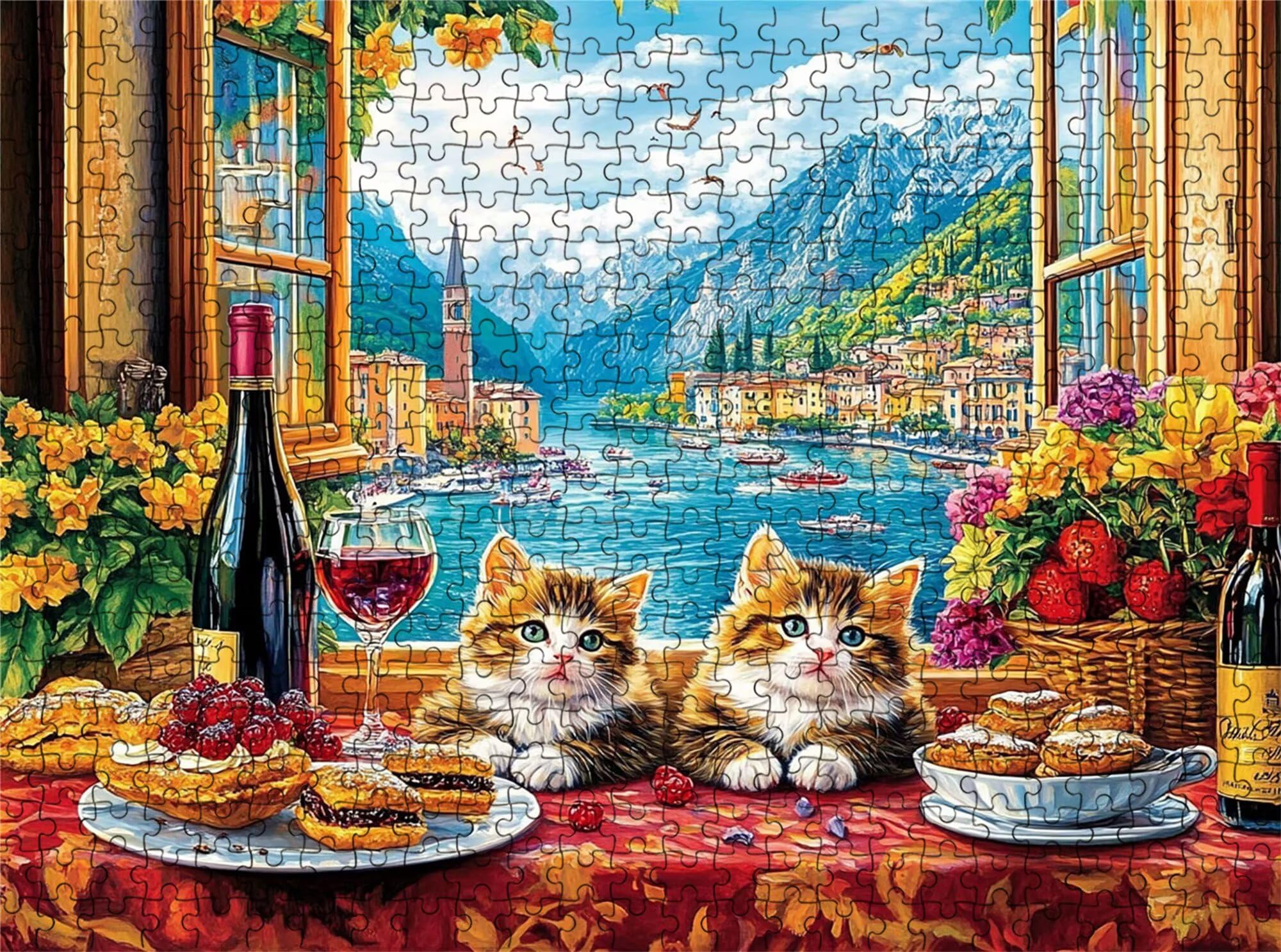 Puzzle 2000 elementów, łańcuch kot góry puzzle 2000 elementów dorośli i dzieci, wysokiej jakości artystyczna łamigłówka, 99,5x70,5 cm Klasyczna gra puzzli dla dorosłych, prezent dla kobiety/mężczyzny