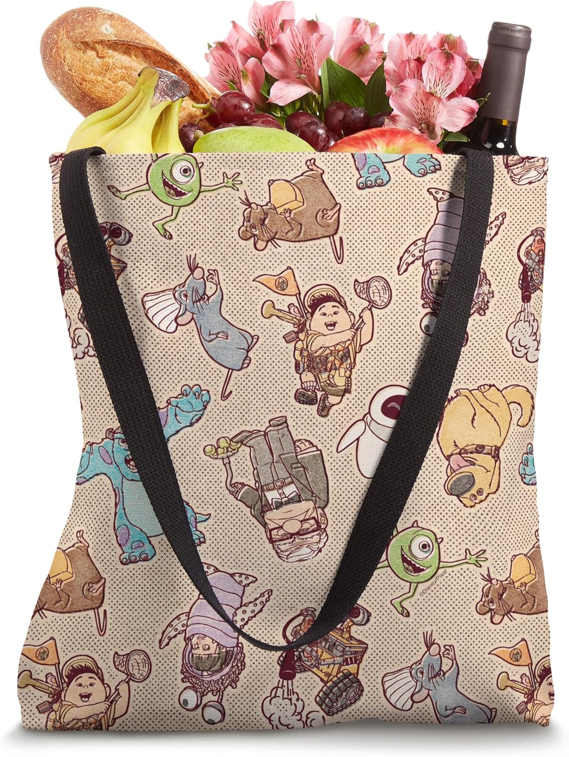 Disney and Pixar Characters Halftone Print Tote Bag