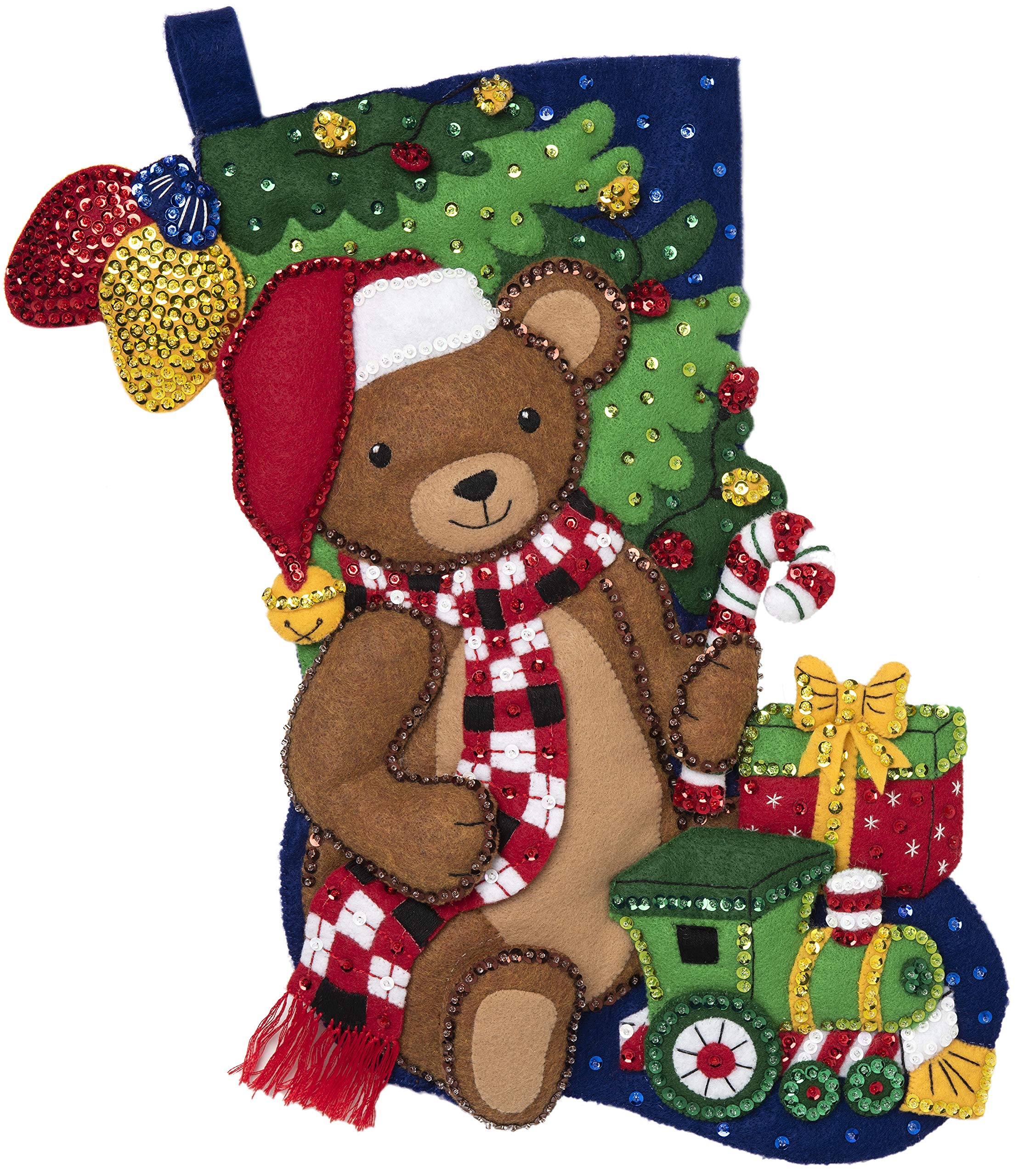 Bucilla 89231E Filz-Weihnachtsstrumpf-Set, 45,7 cm, Teddybär