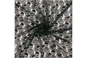 Eerie Black Skull Pettern Lace Fabric
