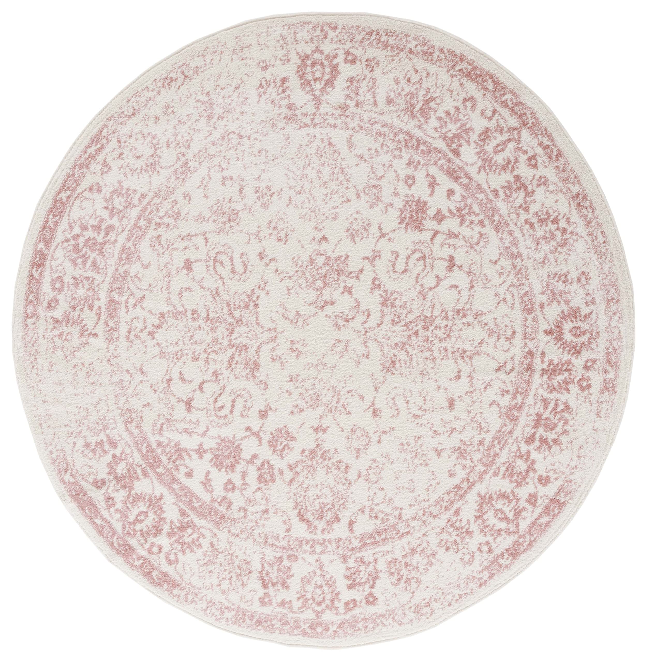 Safavieh Distressed Rug for Living Room Dining Room, Bedroom - Adirondack Collection, Short Pile, in Ivory and Rose, 91 x 91 cm - Image 4