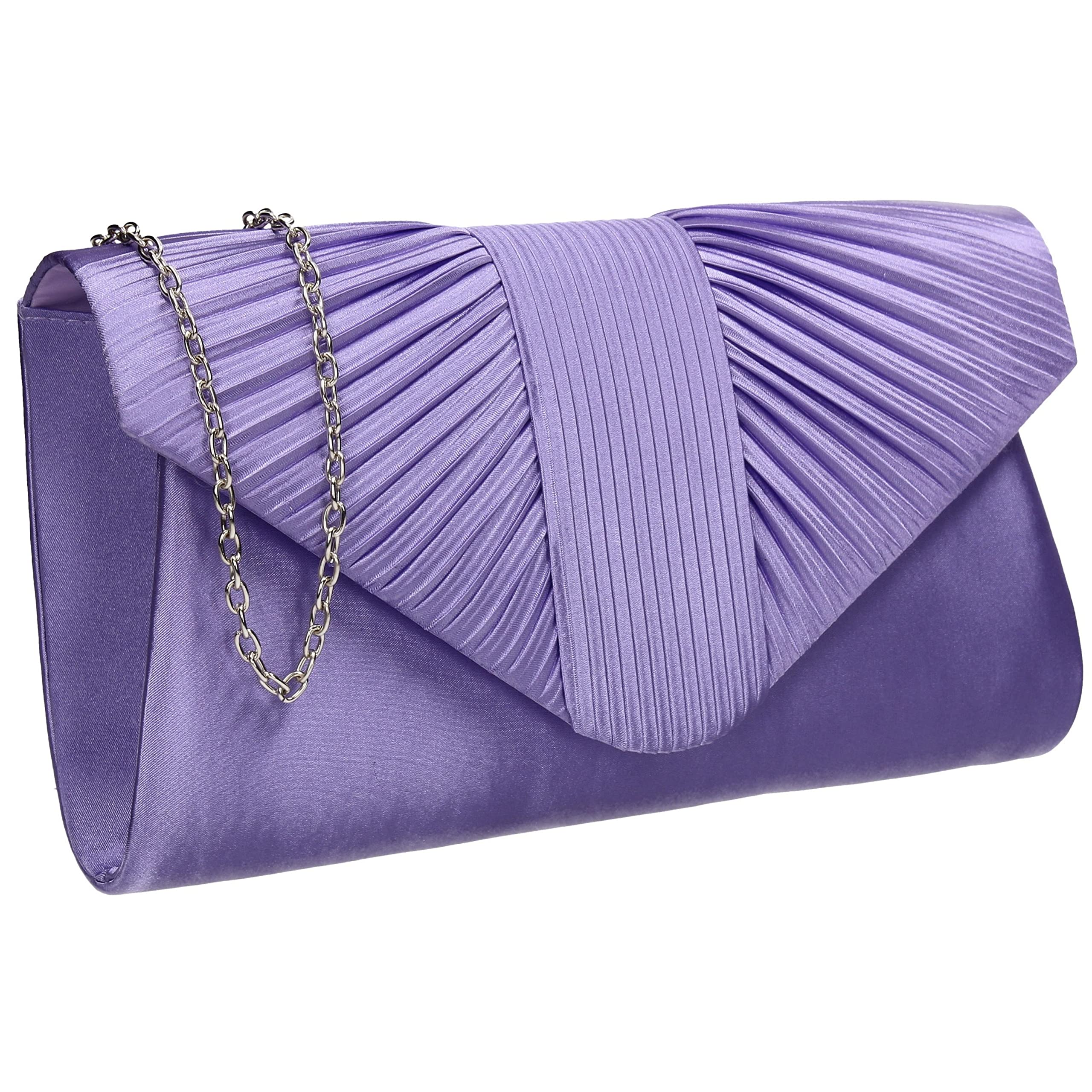 SwankySwans Sophie Womens Satin Party Prom Wedding Evening Clutch Bag Purse (Lilac)
