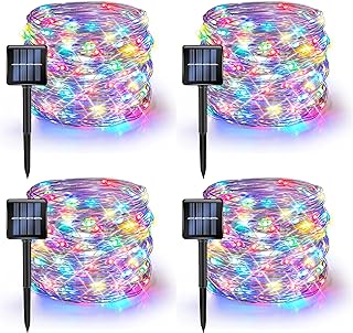 Dazzle Bright 4 Pack Solar String Lights Outdoor, Total 160FT 480LED Sol...