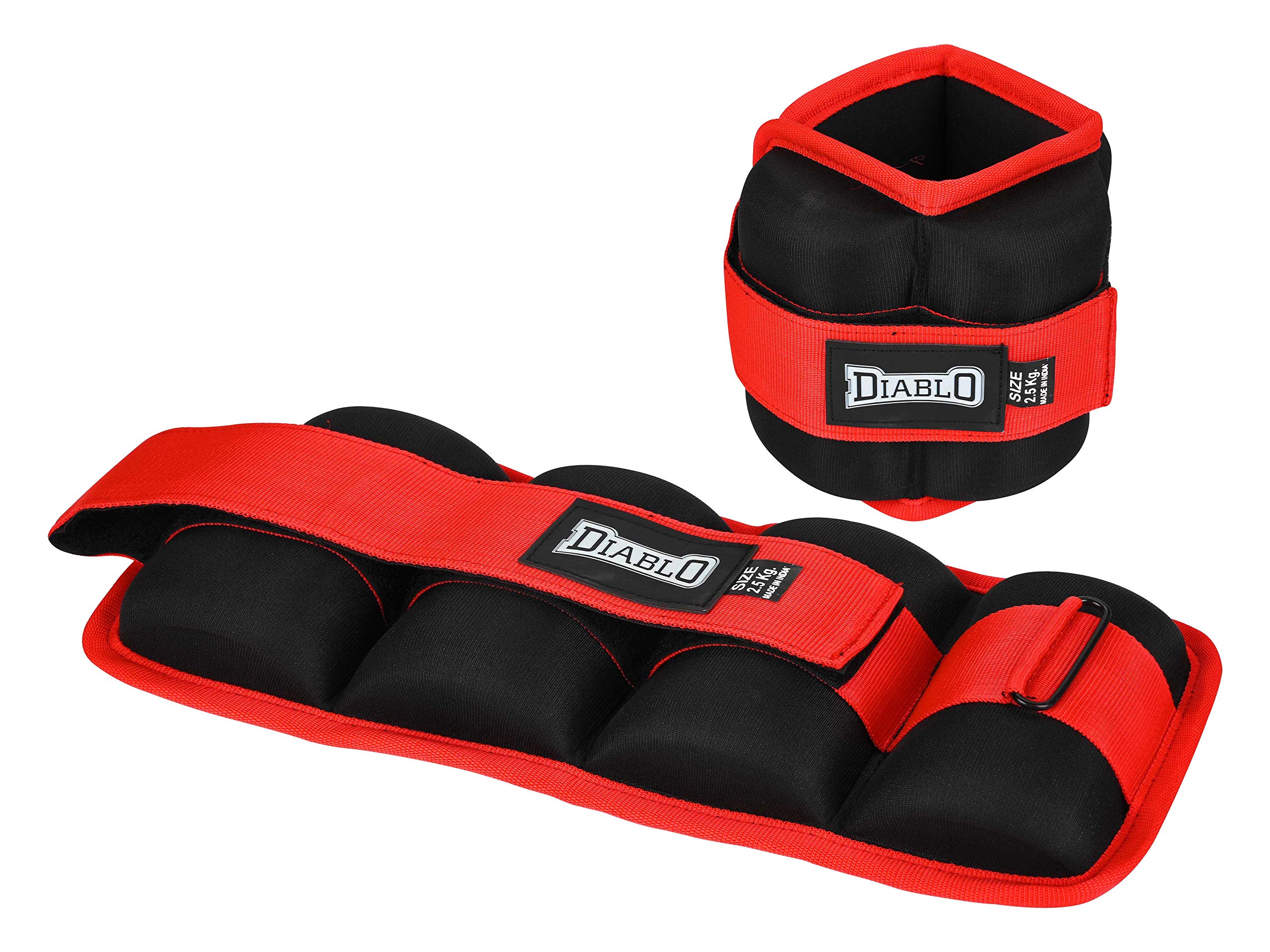 Diablo 5/kg, Red-Black Wrist/Ankle Weights Pro Quality Adjustable Size Weights on Ankles/Wrist for Walking + Running Or Hands for Strength Training Exercise for Men and Women (2.5 kg x 2) (B08QFCJJF3) Amazon Price History, Amazon Price Tracker