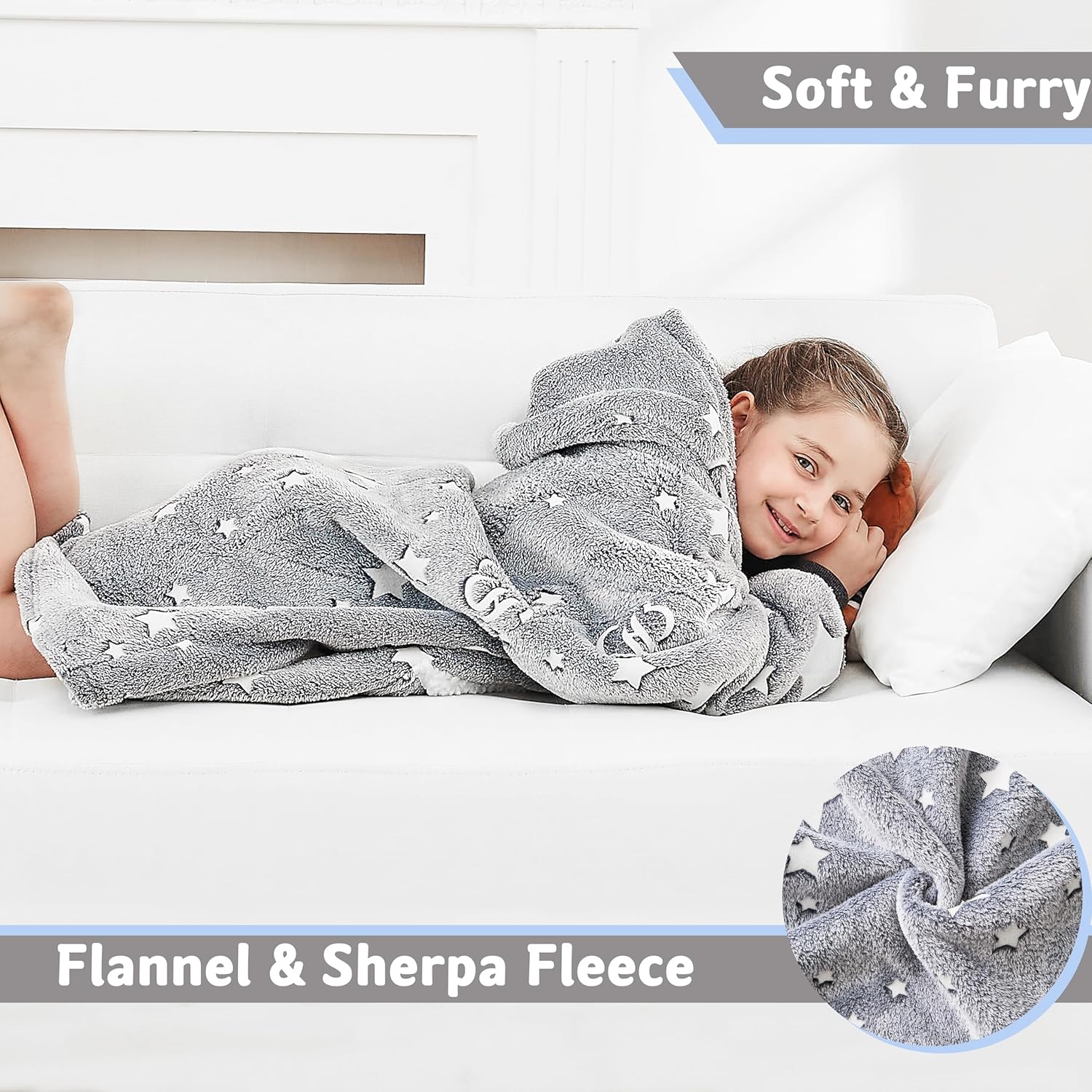 Ramees Wearable Blanket Hoodie for Kids, Sherpa Oversized Sweatshirt Blanket Flannel with Hood Pocket and Sleeves - Image 6