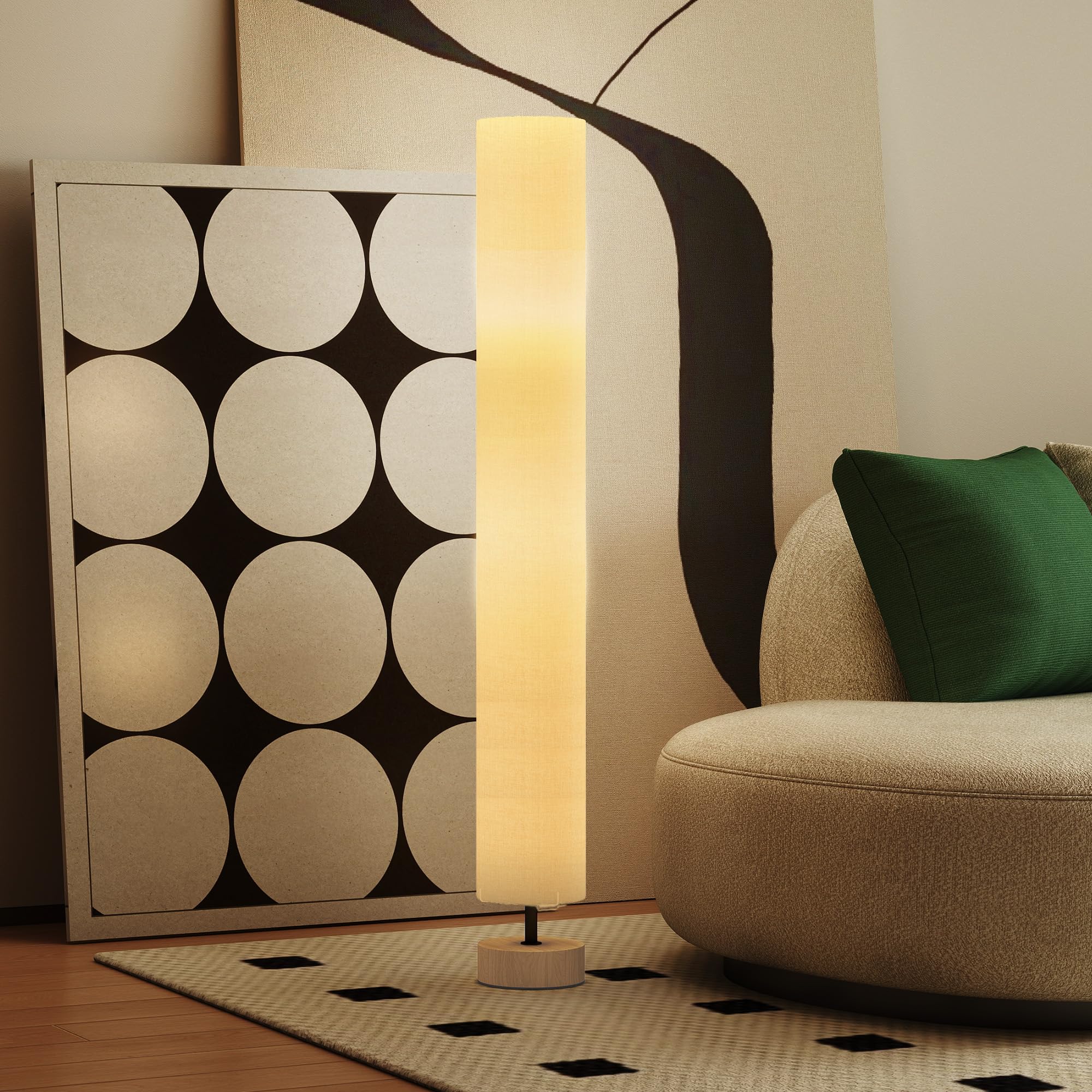 HOMCOM Lampadaire lampe sur pied de salon abat-jour en lin contemporain avec interrupteur à pied, 2 x douille E27, lampadaire salon, chambre à coucher, bureau, 120 cm, beige