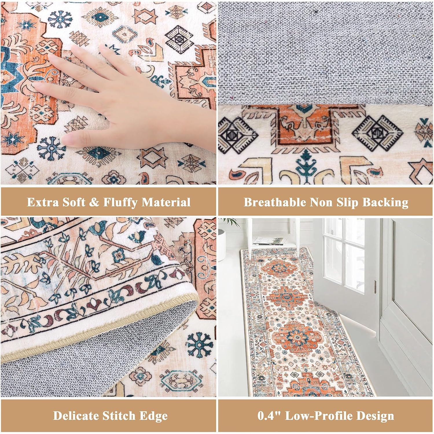 Pauwer Boho Hallway Runner Rug 2x6 Washable Entryway Area Rugs Non Slip Farmhouse Vintage Floor Mat Carpet Runner for Hallways Laundry Room Kitchen Bathroom Bedroom